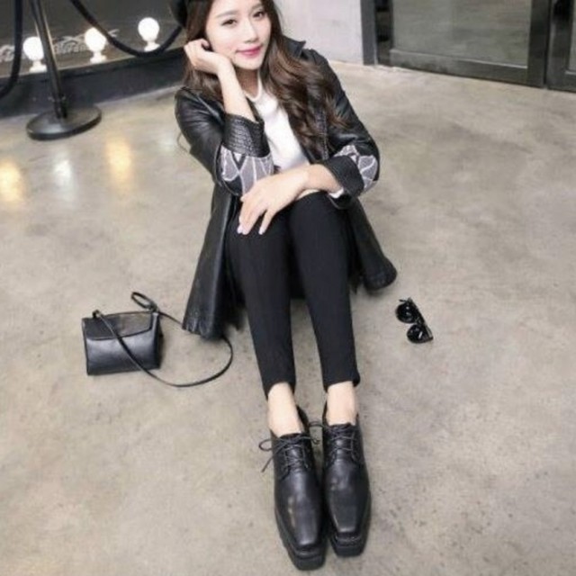 オックスフォード シューズ レディース 厚底 黒 韓国 プラットフォーム 黒 オックスフォード シューズ レディース 厚底 黒 韓国 プラットフォーム オールブラック エッジ 安定感 歩きやすい Leaflower 001 リーフラワー レディースファッション専門店