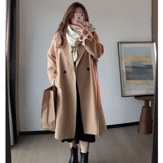 チェスターコート 大きいサイズ ラージサイズ ウール ミドル丈 ロング丈 秋冬 ダブルブレスト スーツ シンプル ボタン ポケット ジャケット専門 ノンノン スクリー Nonnon Skry For Ladies Jackets Only