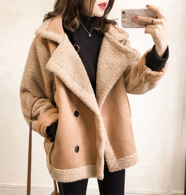 秋冬 ボア ジャケット フェイクムートン コート 3color 韓国 オルチャン Cocotown