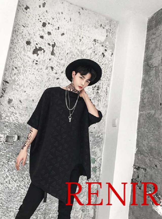 Renir レニール カットソー メンズ 夏服 ブラック 黒 シャツ モード系 変形 個性的 ロング Renir レニール メンズファッション レディースファッション