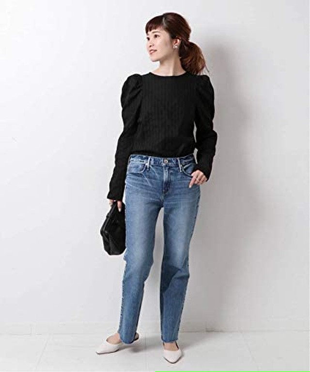 サイズm Jpcs スピック アンド スパン カラミストライプパフスリーブブラウス Az Japan Classic Store