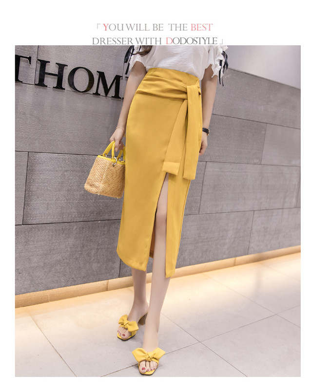 スリットスカート タイトスカート ウエストリボン ハイウエスト シフォン セクシー キレイめ お出かけ リゾート 夏 Crystalhk