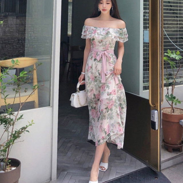 花柄 ミモレ丈 ワンピース デートコーデ きれいめ 大人可愛い A1140 Select Shop E Bellissimo