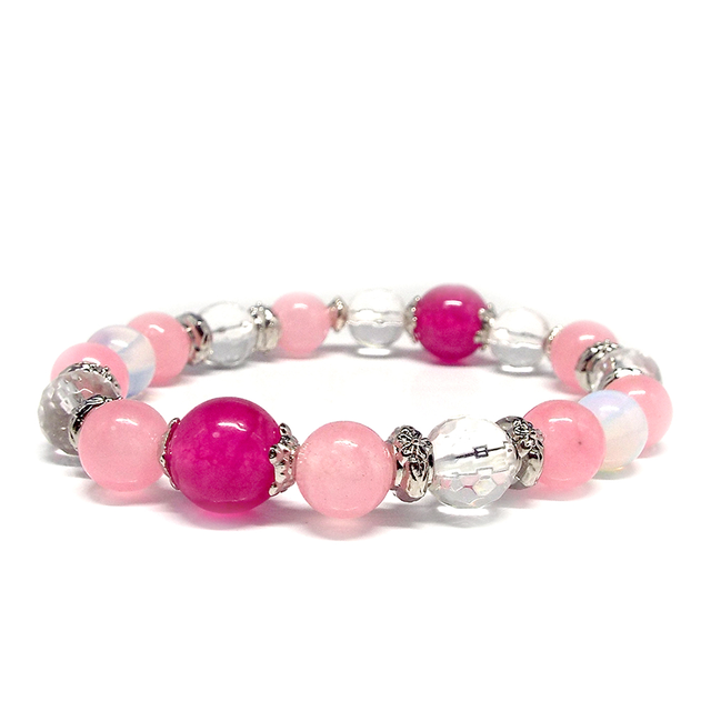 【恋愛・結婚・出産】★天然石 翡翠(ジェイド)&オパール BABY PINK・ブレスレット(10mm)