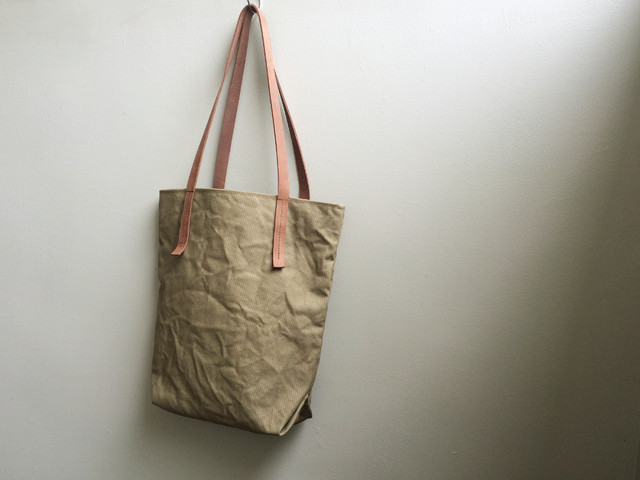 Nori 帆布キャンバス 革持ち手 トート カーキ Nori Noomise