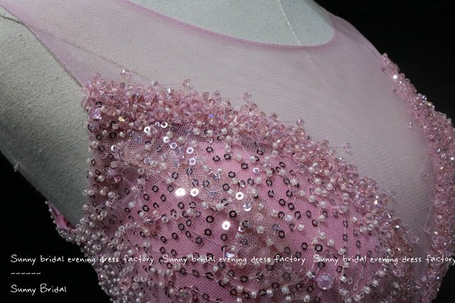 カラードレス ピンク ハンドビーディング ソフトチュール ブライズメイド ワンピース 細見えシルエット Cinderelladress