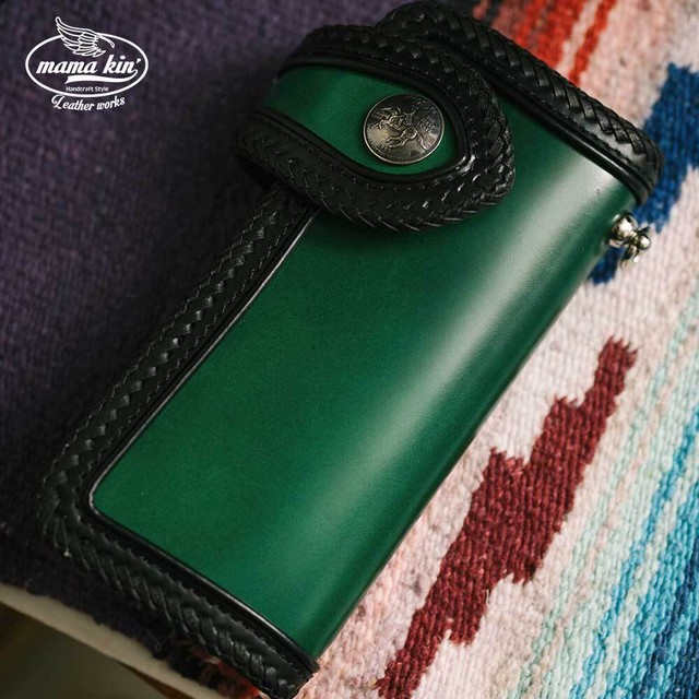 コードバン ライダースウォレット バイカーズウォレット サドルレザー ヌメ革 レザーウォレット 長財布 メンズ財布 革財布 009cdv84gr Mama Kin