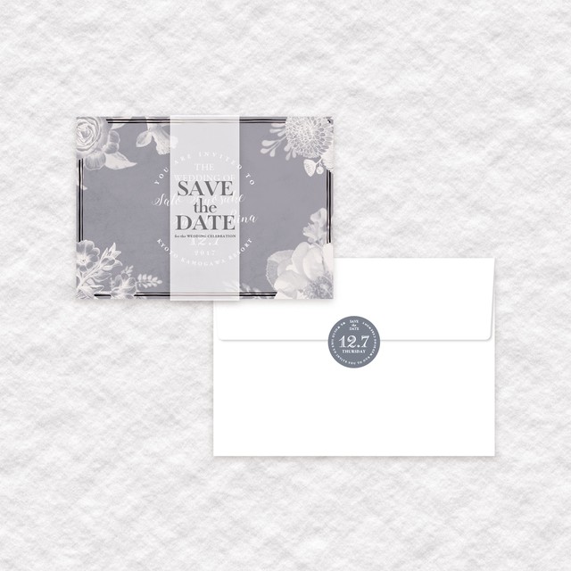 Gray Blossom 招待状 結婚式 ウェディングペーパーアイテム 海外風 Nocco Wedding