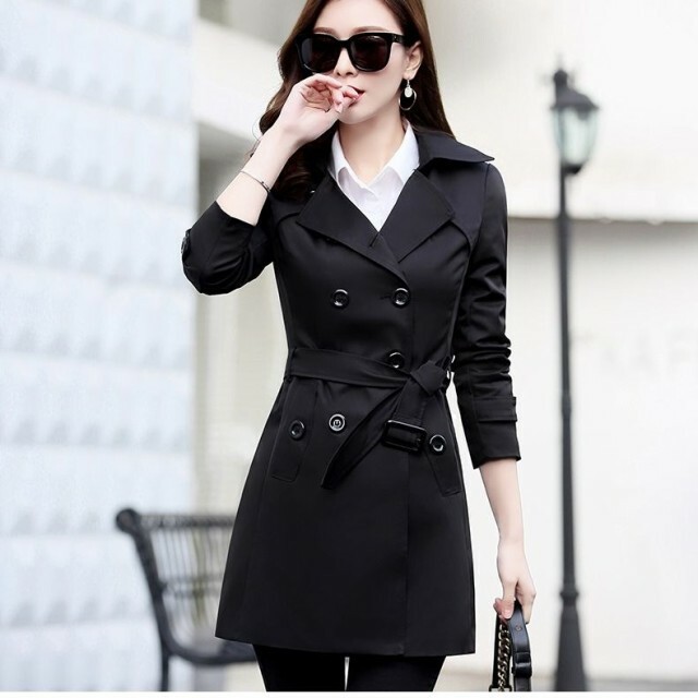 全5色 春新作 トレンチコート レディース スプリングコート 定番コート ミディアム丈 体型カバー 大きいサイズ 通勤 人気 24 Happinessshop ハピネスショップ レディース ファッション アイテム トレンド