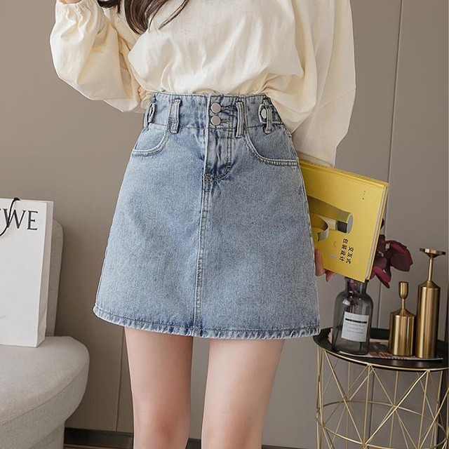 即納 デニムスカート ミニスカート ウエストゴム ハイウエスト Aライン 台形スカート タイトスカート レディース ボトムス S Xl Ns 1199 Daily Closet