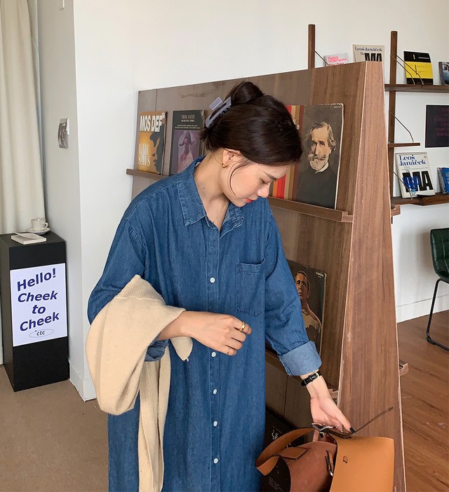 シャツワンピース レディース 春夏 秋冬 春 夏 秋 冬 デニムワンピース ロングワンピース アウター 羽織り デニムシャツワンピース ロングシャツ ひざ下 ライトアウター デニム マキシワンピース ミモレワンピース ロング ミモレ丈 無地 楽チン ネイビー オフィス