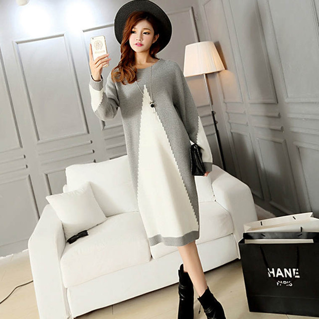 ニットワンピース 大きいサイズ 秋冬 ワンピース ニット ボーダー モノトーン レディース 着こなし デート Wanpi