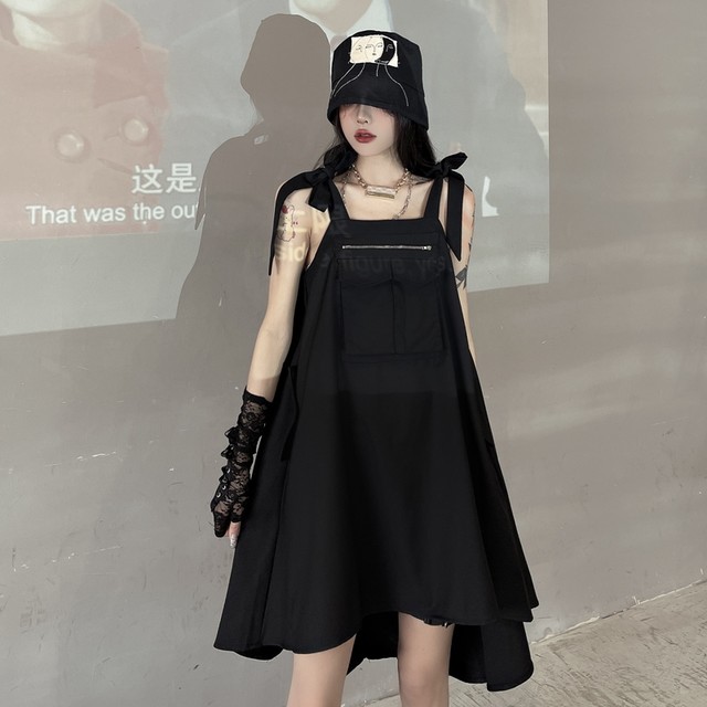 ランキング１位受賞 ゴスロリ ロング丈 ワンピ ノースリーブ アシンメトリー 黒ゴス ストリート系 病み可愛い 原宿系 オルチャン 原宿系 10代 代 最安値 Www Songtainews Net