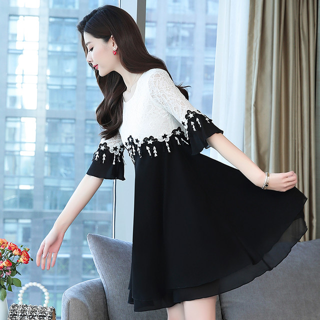 レース シフォン カラーブロック ツートーン デザイン シースルー フレアミニワンピース 黒 白 L Xl 2xl 3x 6324 ブライズメイド パーティードレス専門店glitter Glamour グリッターグラマー