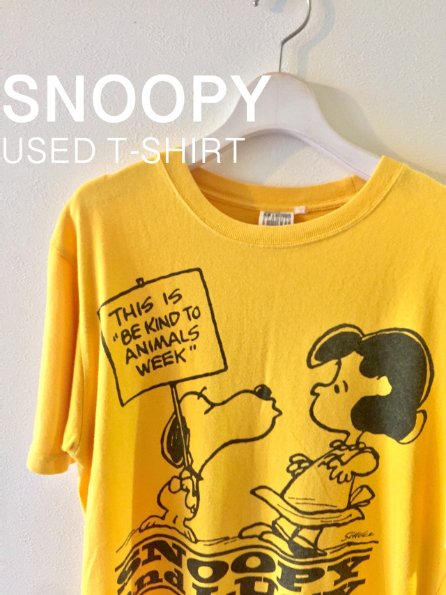 古着 Snoopy スヌーピー Tシャツ メンズ レディース Used Peanuts マスタード ｔｒｉｓｔｏｒｅ