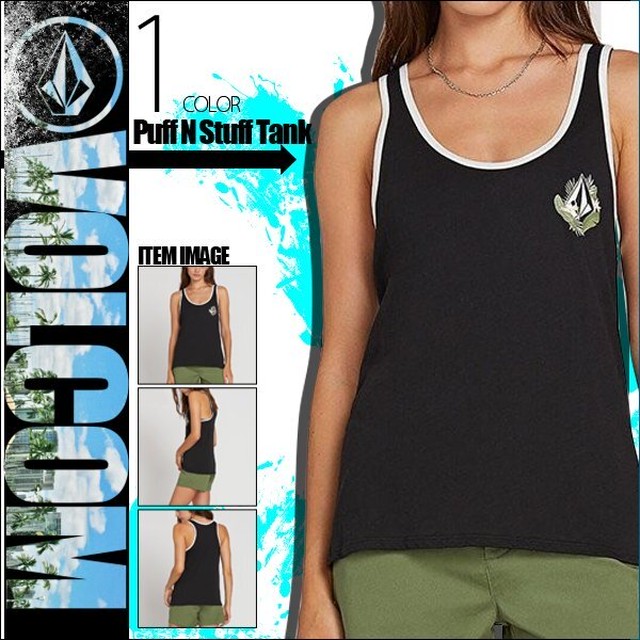 タンクトップ レディース 女子 フィットネス ヨガ おしゃれ 人気 ブランド 黒 M Puff N Stuff Tank Volcom Beachdays Okinawa