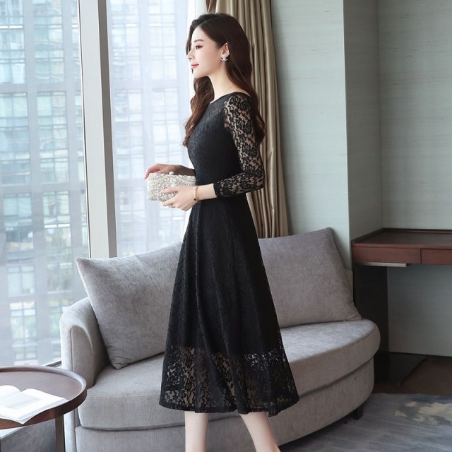 七分袖 レースワンピース シースルー ひざ下丈 ロングドレス 花柄レース フォーマルワンピース 結婚式 二次会 お呼ばれ Ptnym0542 Shop Suba