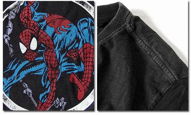 半袖 Tシャツ カットソー トップス メンズファッション 注目度抜群 大人気 アメコミ Marvel マーベル スパイダーマン ハードウォッシュ加工 クール 女子にもオススメ ハードバイオウォッシュ加工 色落ちボディ ビンテージ感抜群 キャラクター イラストプリント 躍動感ある