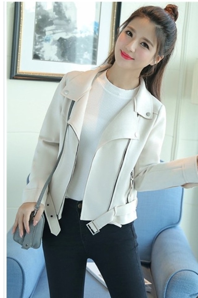 春ジャケットレディース スエード素材 ライダースジャケット ショートブルゾン ショートジャケット アウター レディース 韓国 オルチャン Basecamp49