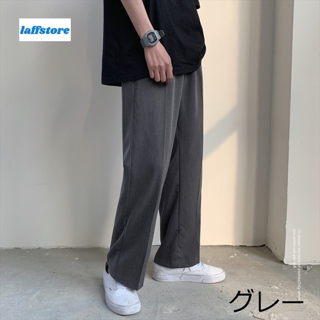 センタークリース ストレートパンツ カジュアルパンツ メンズ スラックス オフィスカジュアル ズボン シンプル ブラック グレー M L Xl 2xl ラフスタイル ストリート ルーズ 10代 代 30代 取寄 発送目安14 21日営業日 Laff Store For Men ショップ情報 配送