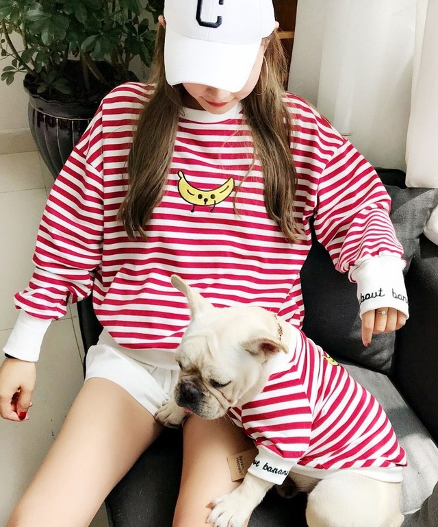 ペアルックリンクコーデ バナナボーダースウェット オーナー用 犬とおそろいの 洋服 服 V P M Store