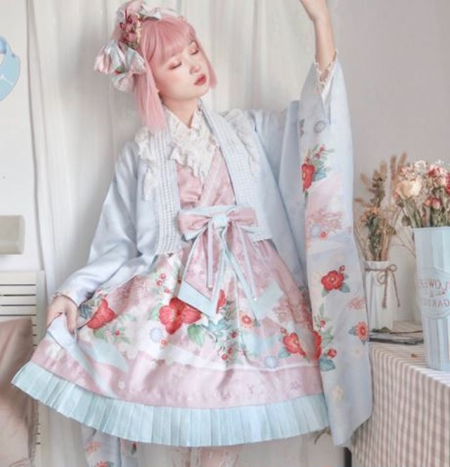 和ロリ 2way ジャンスカ スカート6色 Nyanya 通年 春夏 春秋 かわいい 和服 和ロリ プリーツ ミディアム リボン ワンピース ワンピ ドレス レース おしゃれ 着物 和柄 Aライン ゆったり レイヤード 重ね着 撮影 イベント おでかけ デート ゴスロリ ロリータファッション