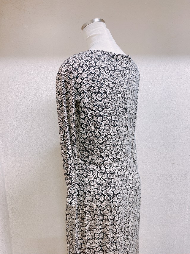 マックスマーラ 長袖ワンピース 黒 ベージュ 花柄 Max Mara Uta