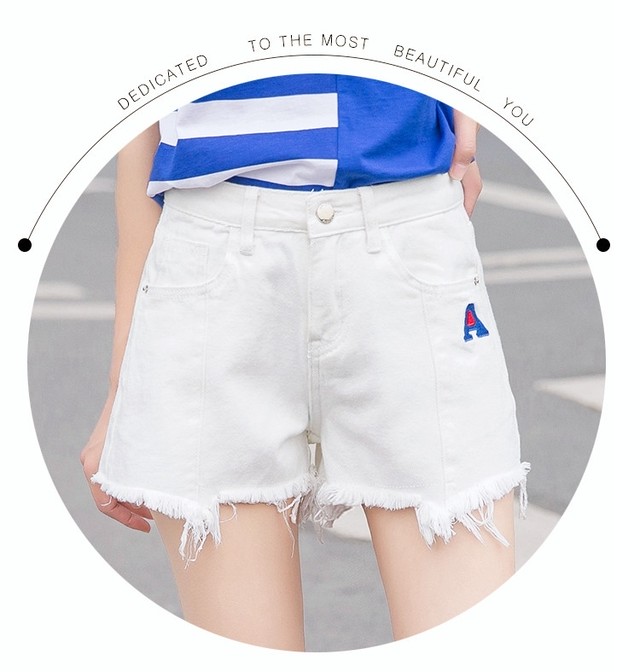 ハイウエストのデニムショートパンツの女性の夏の19新しいバージョンは 薄い緩い野生の単語ワイドレッグ白いズボンでした ハイウェスト ホワイト サマー 夏物 ショーツ ブルマー ワイドパンツ Tm Onemake