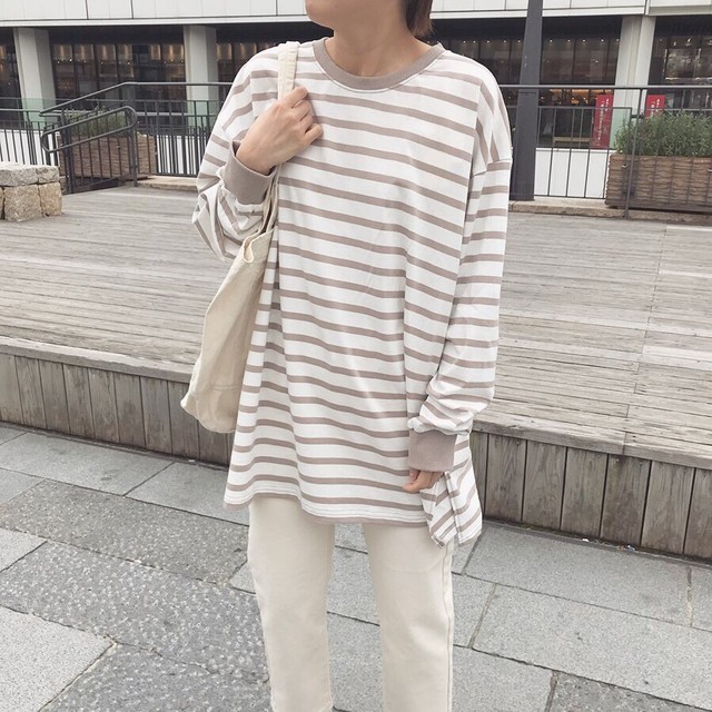 シンプルボーダーロングtシャツ Gossara ゴサラ