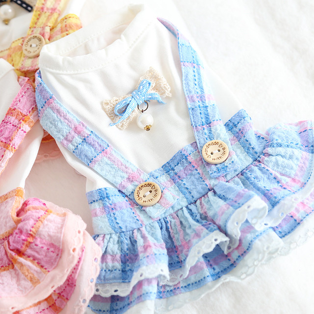 ドッグウェア 犬服 猫服 春夏 子犬 超小型犬 小型犬服 チェック柄 パステルカラー ワンピース かわいい おめかし 室内着 ドッグラン 小型犬のためのお店 Seasonz かわいいペットウェアの通販