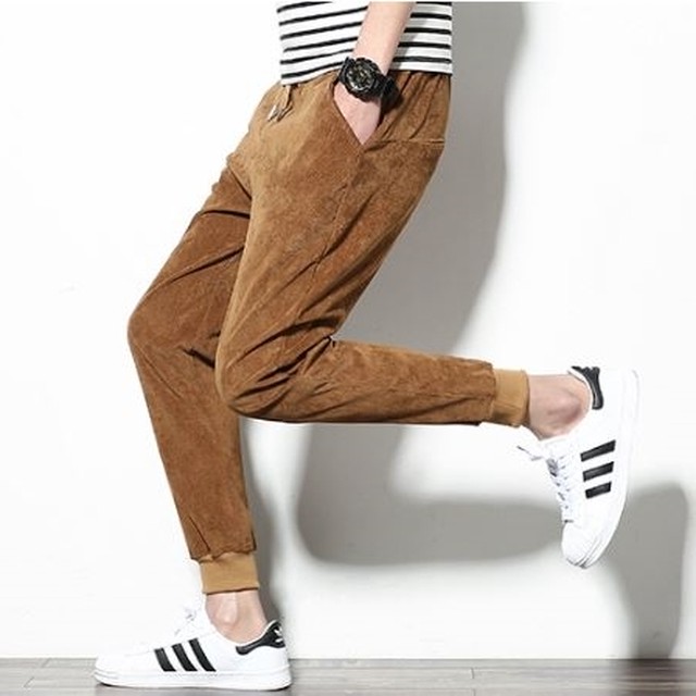 Xl 韓国ファッション コーデュロイ ジョガーパンツ カーキ 男女兼用 スウェット メンズ レディース パンツ Yamazon
