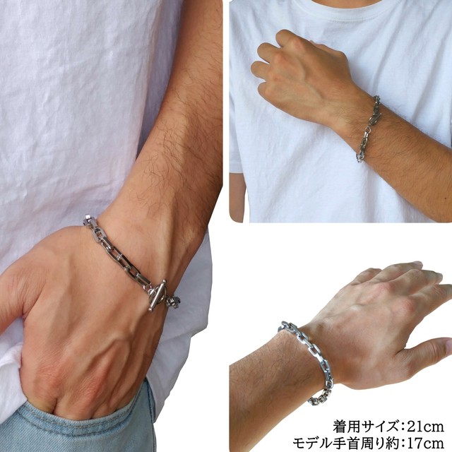 マンテルブレスレット 21cm 18cm ステンレスブレスレット ステンレス アレルギー ブレスレット チェーンブレスレット シルバーブレスレット シンプル メンズブレスレット シルバー 銀色 くさり 鎖 チェーン あずきチェーン メンズ レディース Puente