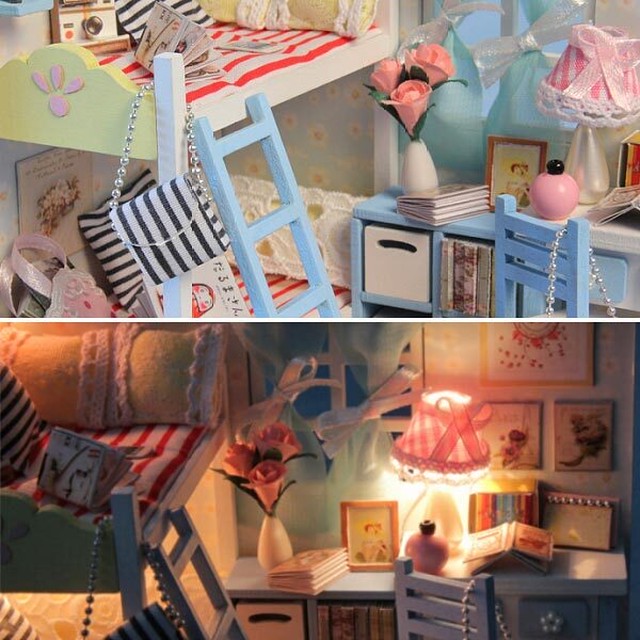 ドールハウス 二段ベッド 子供部屋 Diy キット 手芸 ミニチュア 家 手作り 部屋 ジオラマ 送料無料 Hummingf