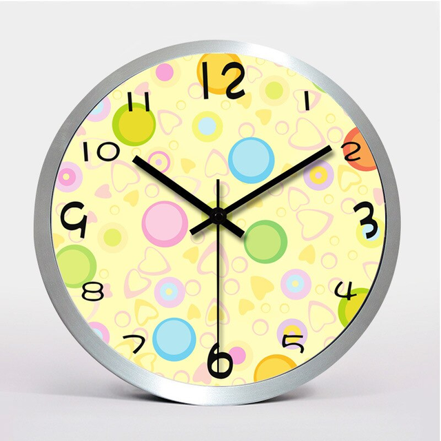 カラフル ハート サイクル イラスト シルバー 時計 インテリア Clock クロック 壁掛け ウォール ウォッチ オシャレ Clock Flog