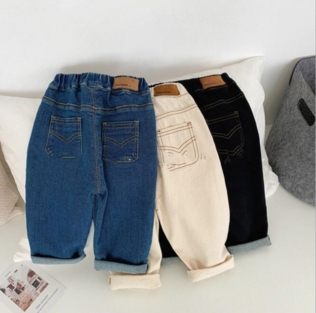 男女兼用 デニムパンツ 無地 おしゃれ 春 秋 人気 3色 Dyh海外子供用品