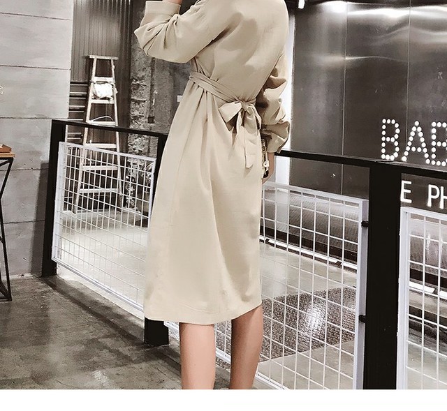 シャツワンピース ａラインスカート フレアスカート 大きいサイズ ベージュ レディース デート服 春服 秋服 韓国 ファッション M0069 Aeka Clothet