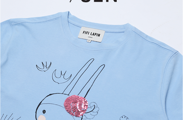 Fifilapin韓国ブランド人気商品 フイフイラパン 可愛いウサギ柄の半袖カットソーfs7wtwbl Fifilapin韓国ブランドユニセックスファッション30 セール８０００円以上送料無料