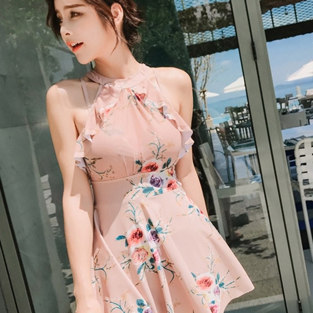 水着 ワンピース ヌードピンク 花柄 ハイネック Hn 0086 Shopmall To You