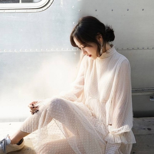 結婚式 お呼ばれドレス パーティードレス ワンピース 袖あり 黒 白 二次会 発表会ドレス シースルー プリーツ 結婚式 お呼ばれドレス パーティー ドレス ワンピース 袖あり 二次会 発表会 Dressy Lily ドレッシーリリー プチプラドレスワンピース専門店