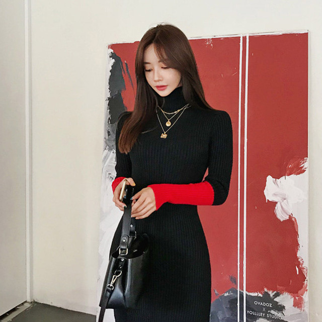 取り寄せ品 袖切り替え バイカラー ニット タイトロングワンピース Lavenderlane Fashion Shop