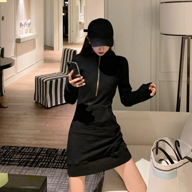 クールに決まる フード付きカジュアルワンピ Loner Select 韓国ファッション 海外ファッション セクシーコーデ ギャル服