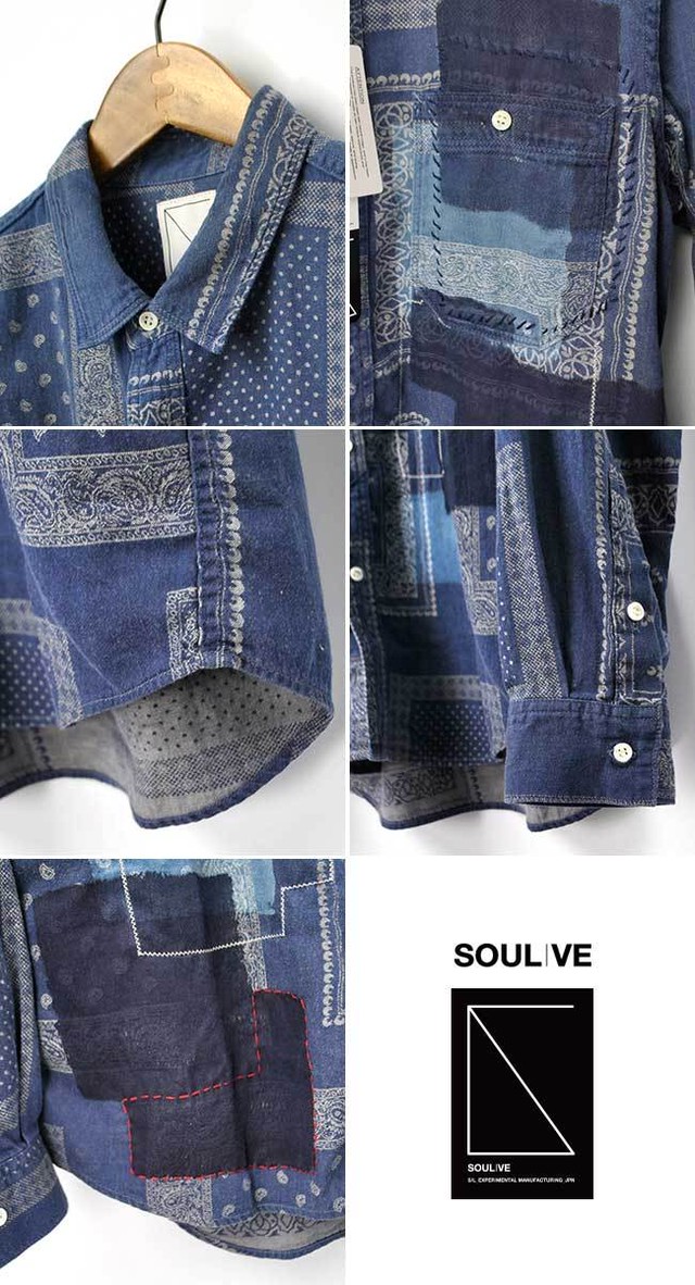 Soulive ソールライブ Bandana Jacquard Shirts パッチワークシャツ