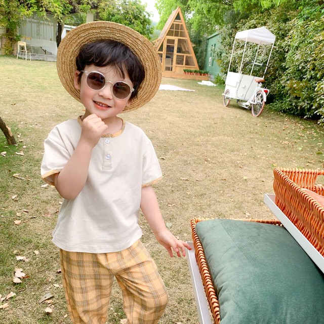 全２色 セットアップ 半袖 ハーフパンツ チェック柄 コットン おしゃれ 可愛い 子供 キッズ ベビー 赤ちゃん 男の子 女の子 Hay244 Berceau Select Shop ベルソー セレクトショップ キッズ 親子ペアetc