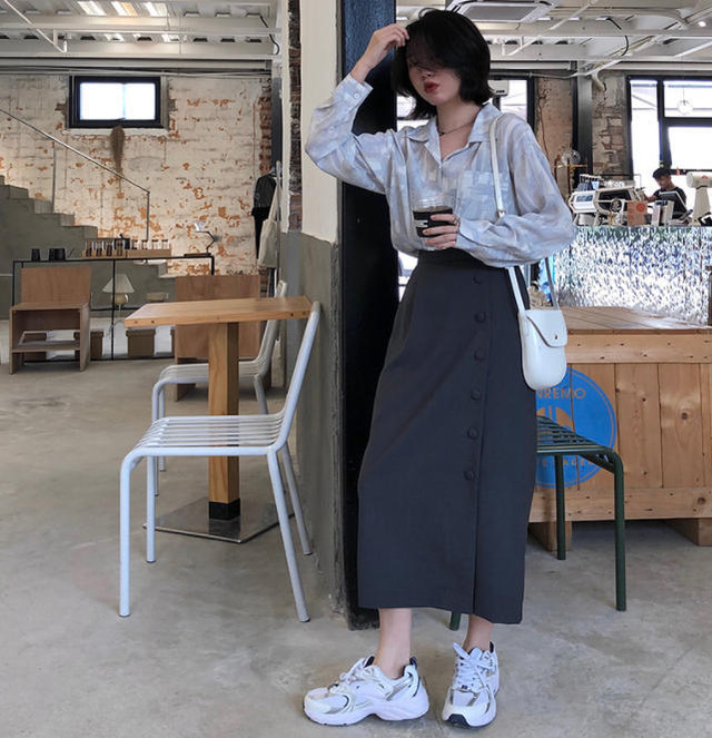 2色 タイトスカート ロング ラップ ハイウエスト スリット 大人可愛い カジュアル レトロ 大人可愛い 韓国 オルチャン ファッション Cocotown