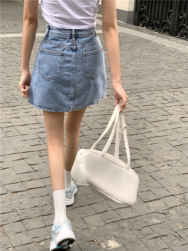 Bottoms 人気デザインファッションハート柄デニムスカートハイウエスト Nanastyle