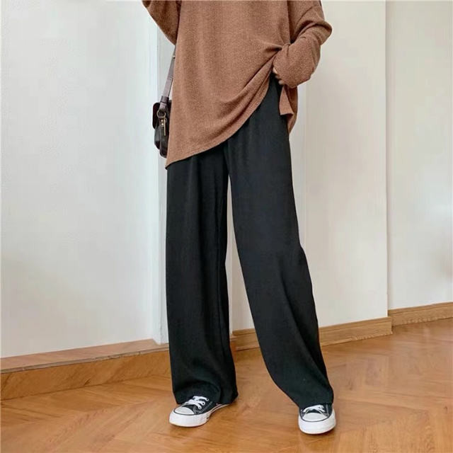 楽々優秀パンツ コットンスラックス パンツ 韓国風 10分丈 ウエストゴム ワイドパンツ ベーシック レディース メンズライク ストレートパンツ 韓国レディース キッズファッション Londonbridge ロンドンブリッジ