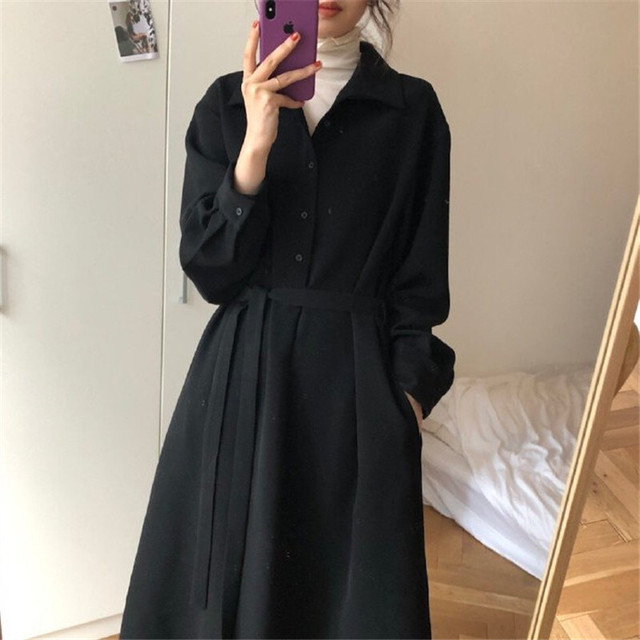 割引ショップ ワンピース ロング丈 長袖 無地 秋 冬 Aライン きれいめ シンプル 大人 上品 かっこいい オンラインストア最安価格 Ssl Daikyogo Or Jp