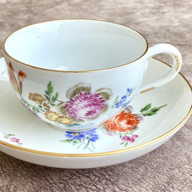 マイセン ファイファー期 花絵 カップ ソーサー Ryo Antiquecups