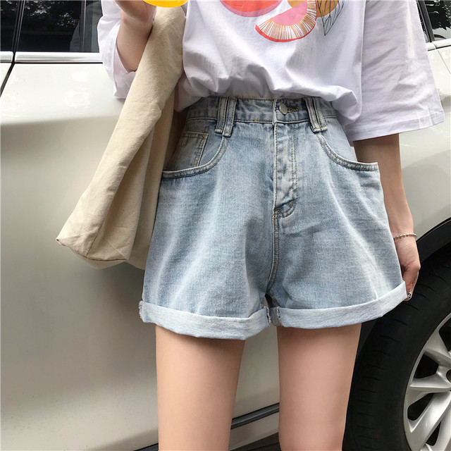 デニムショートパンツ 大きなポケット 短パン デニム ストリートスタイル ゆったり ショートパンツ レディース カジュアル 可愛いズボン ぐるぐる