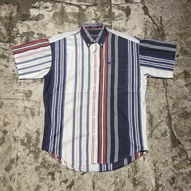 Chaps チャップス 半袖シャツ ストライプ 赤 ネイビー 白 黄緑 黄 M Slut Albatross Vintage